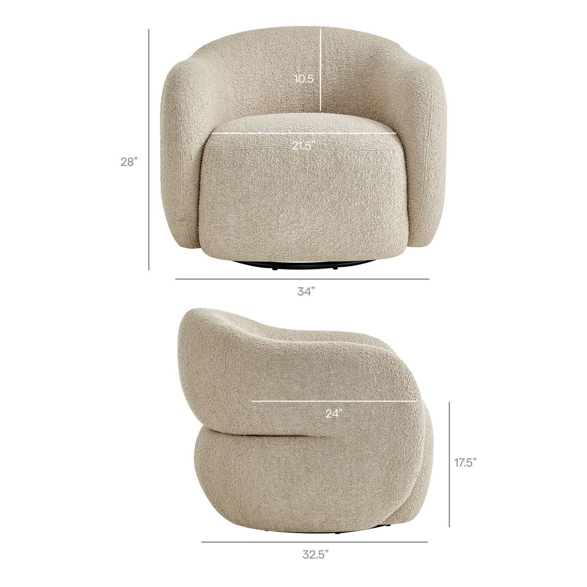 Selby Linen Textured Woven Fabric Swivel Accent Chair - Ornate Home