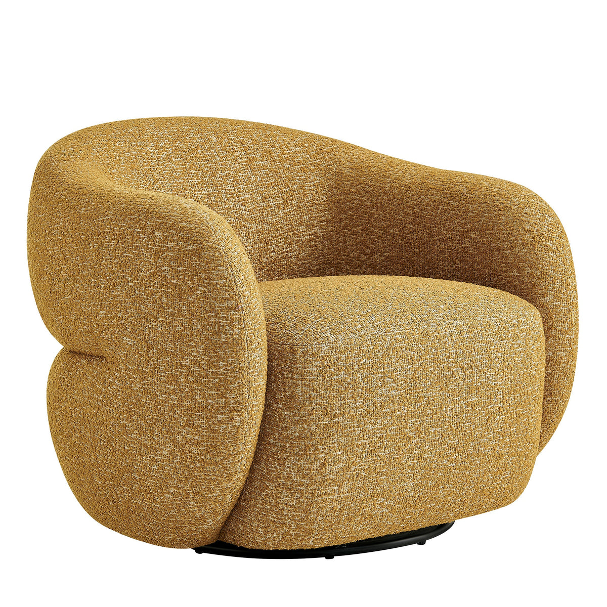 Selby Mustard Textured Woven Fabric Swivel Accent Chair - Ornate Home