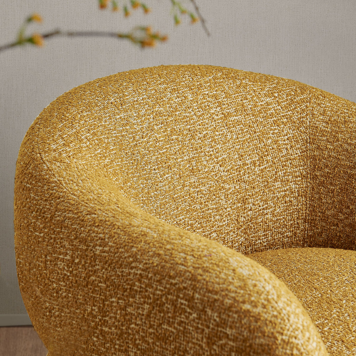 Selby Mustard Textured Woven Fabric Swivel Accent Chair - Ornate Home