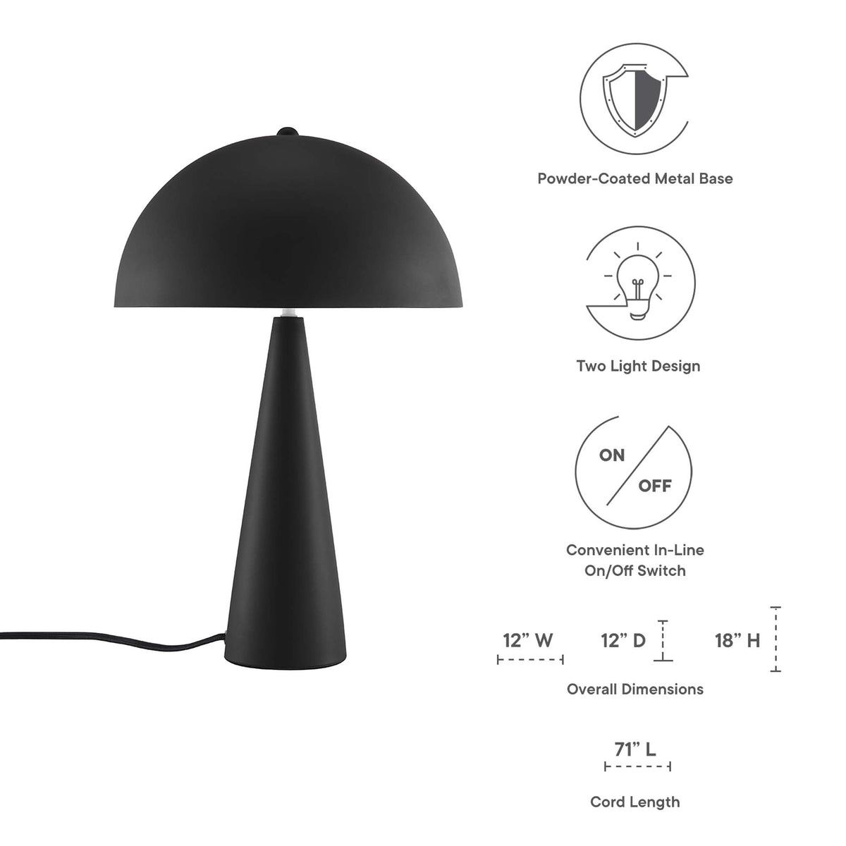 Selena Black Metal Table Lamp - Ornate Home