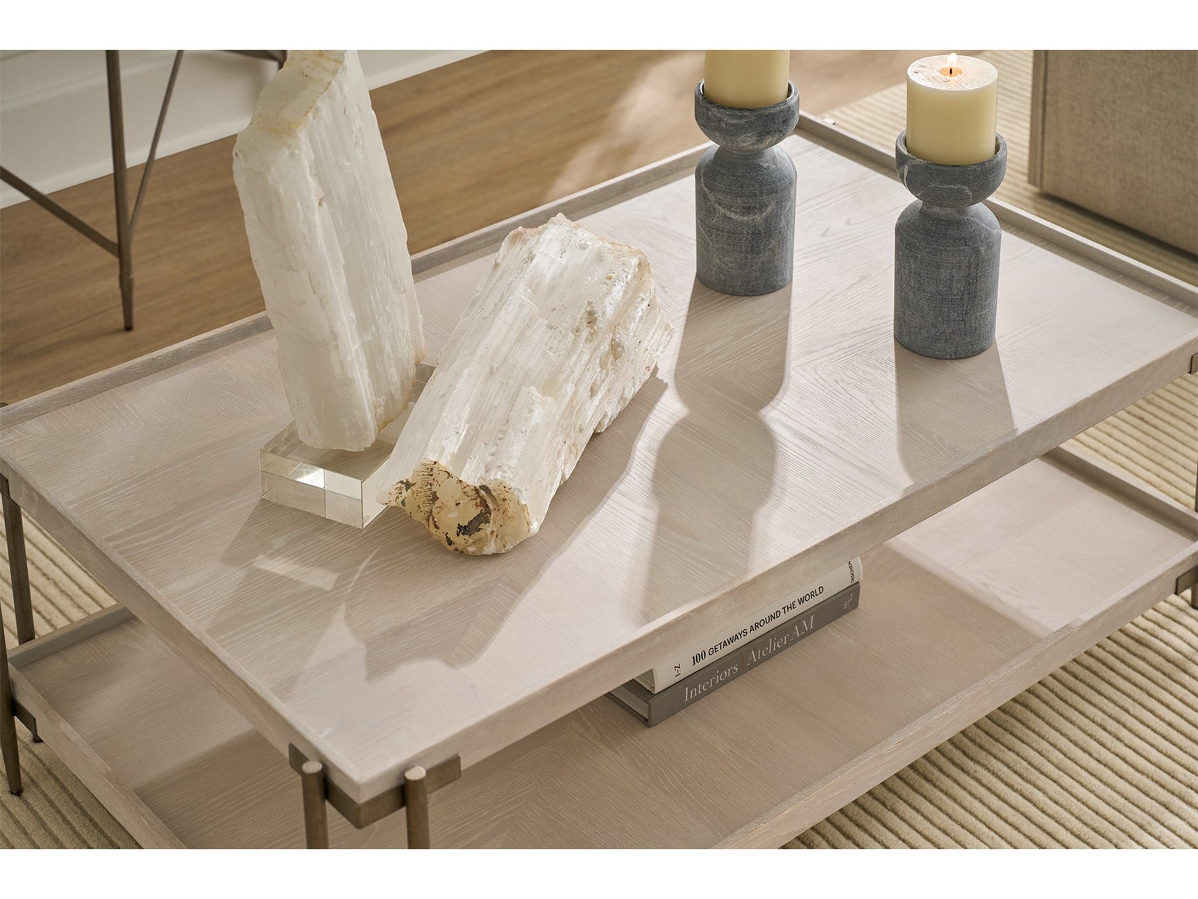 Selkie White Oak/Bronze Cocktail Table - Ornate Home