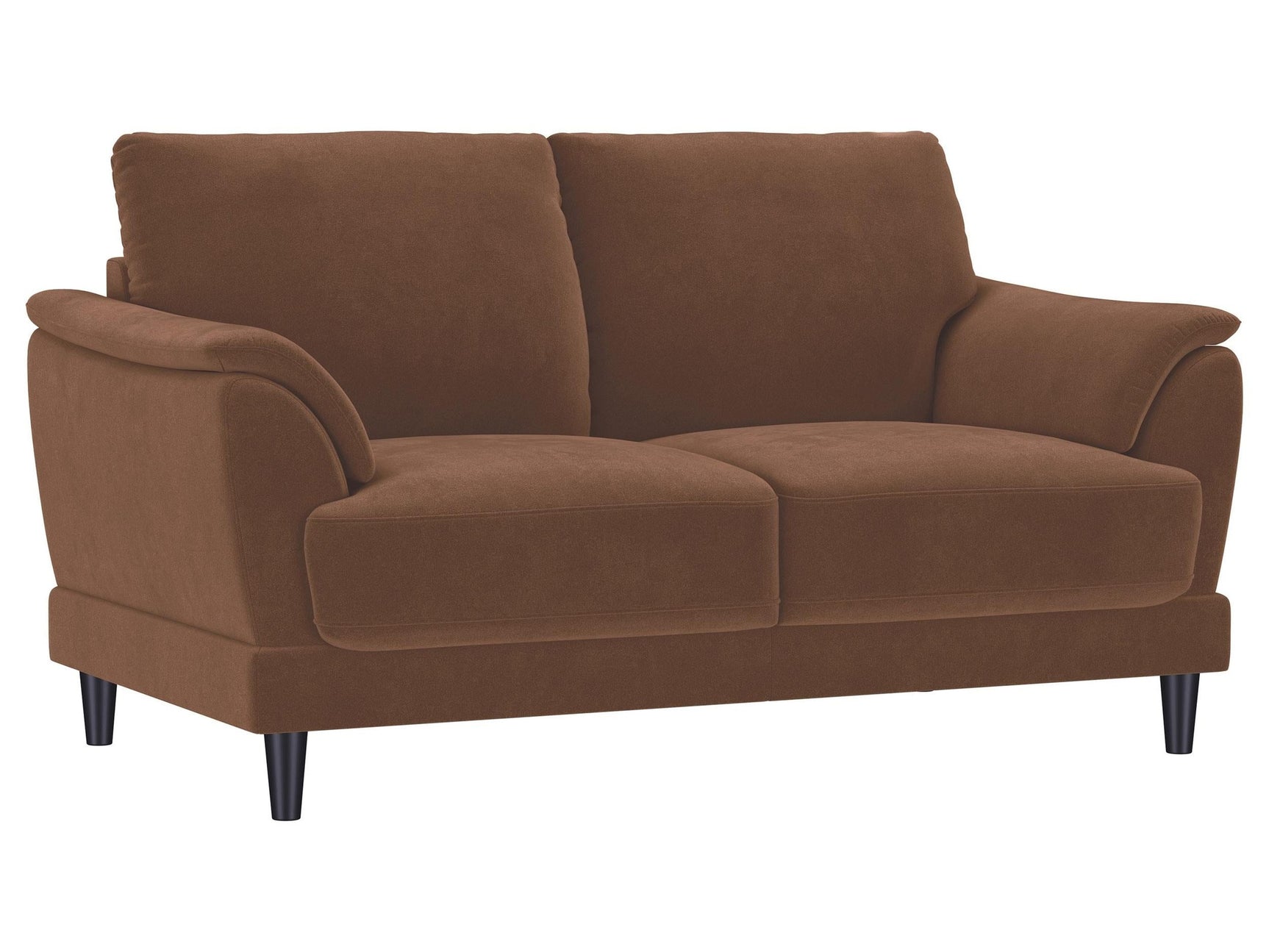 Selma Rust Velvet Upholstered Crescent Arm Loveseat - Ornate Home