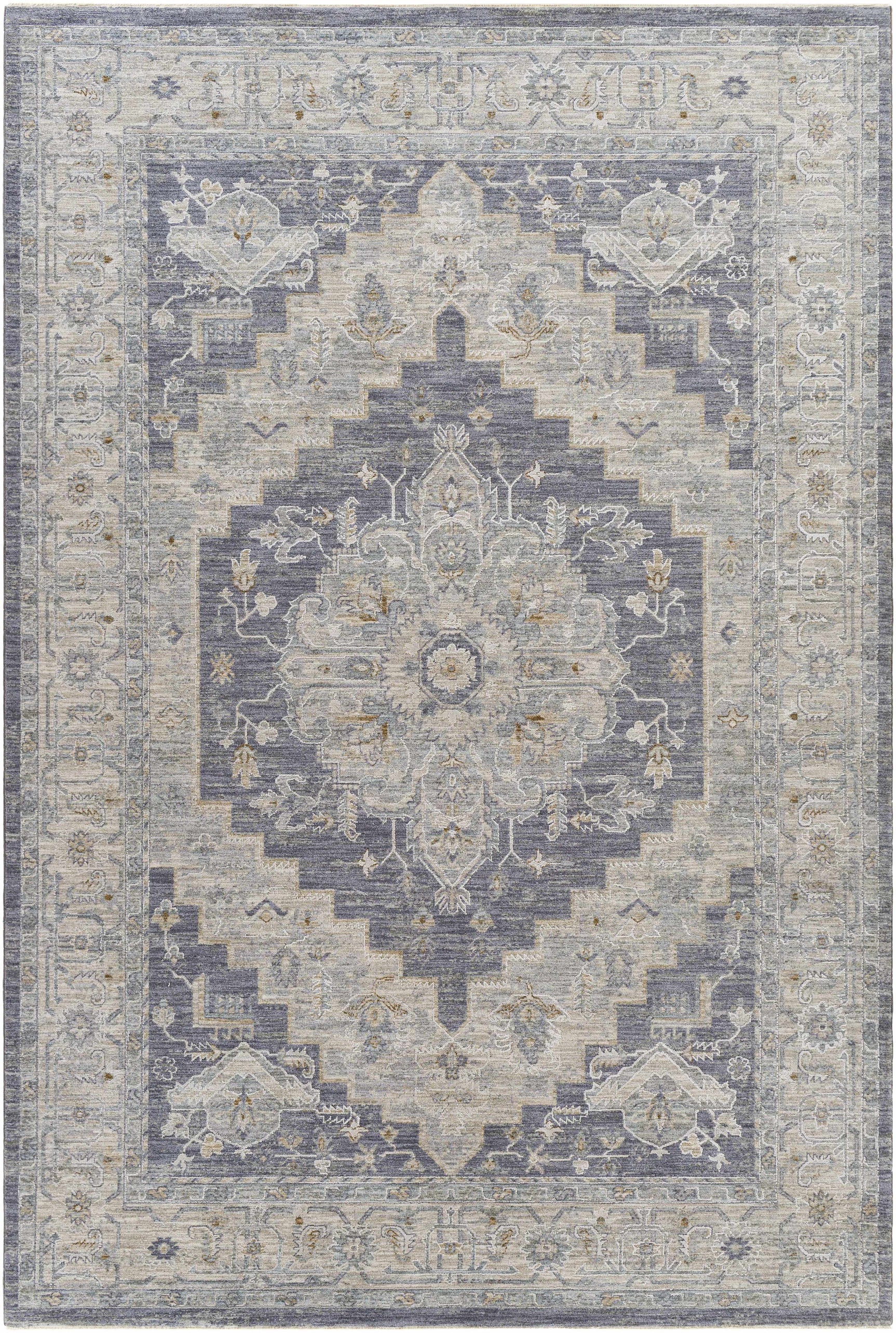 Sema Blue Medallion Thick Luxe Area Rug - Ornate Home