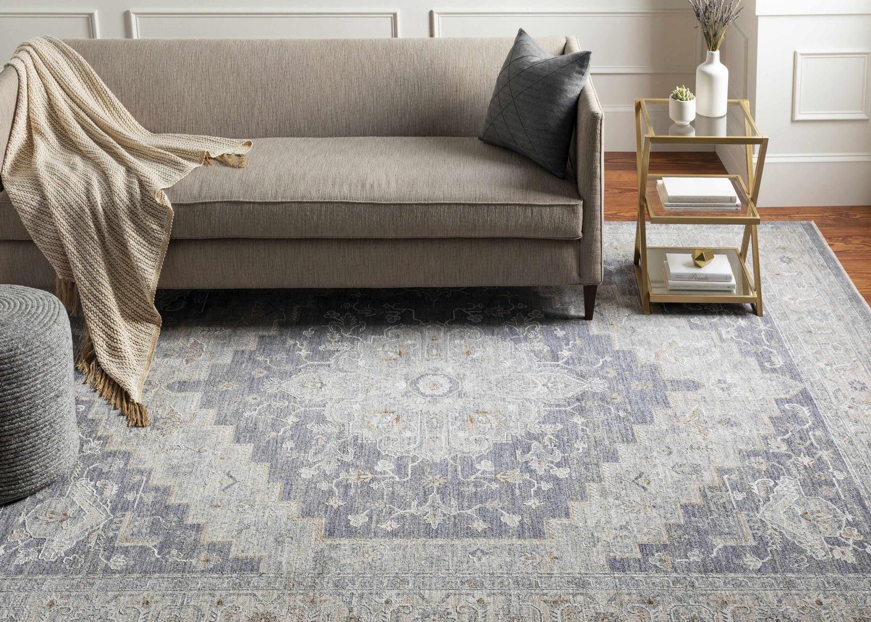 Sema Blue Medallion Thick Luxe Area Rug - Ornate Home