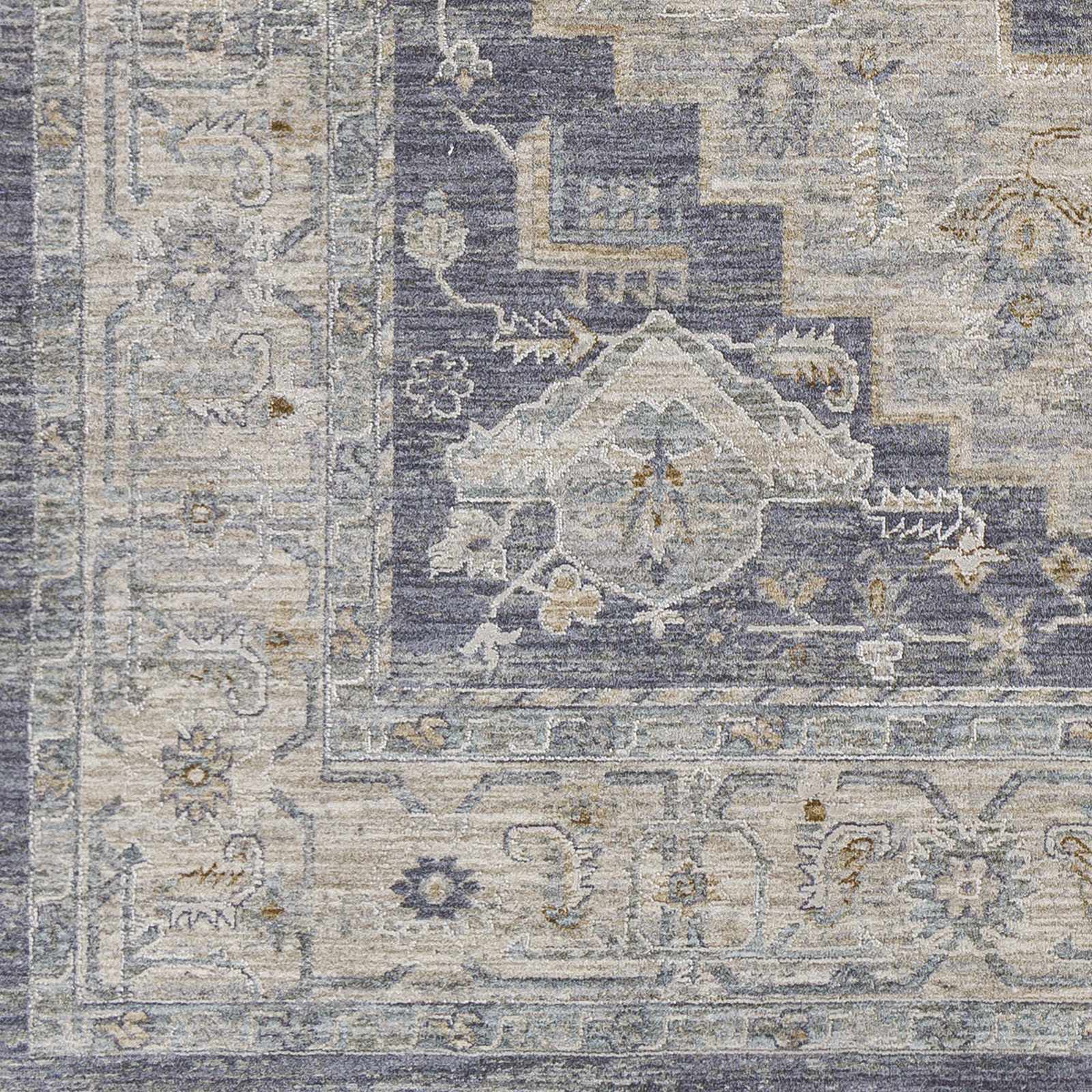 Sema Blue Medallion Thick Luxe Area Rug - Ornate Home
