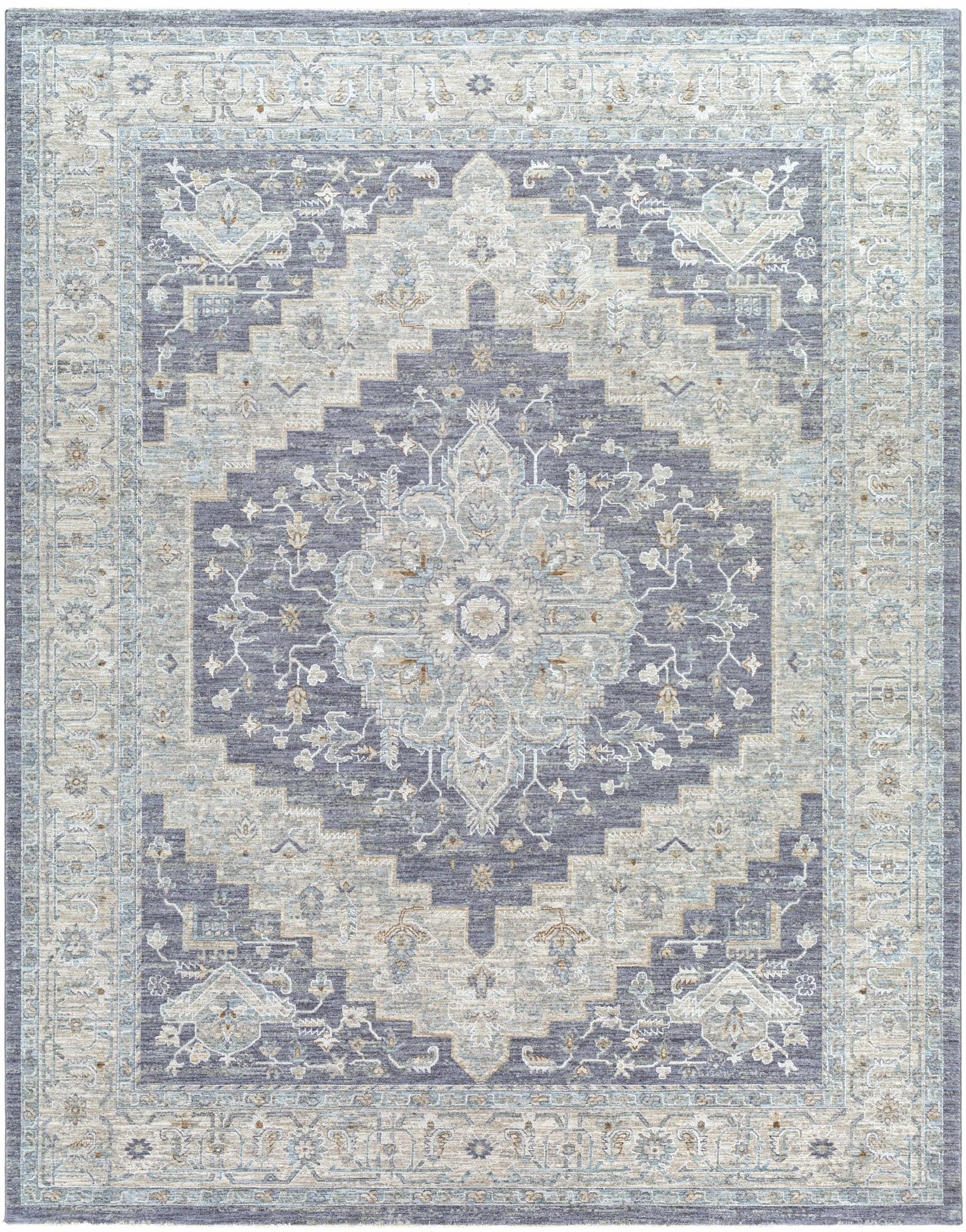 Sema Blue Medallion Thick Luxe Area Rug - Ornate Home