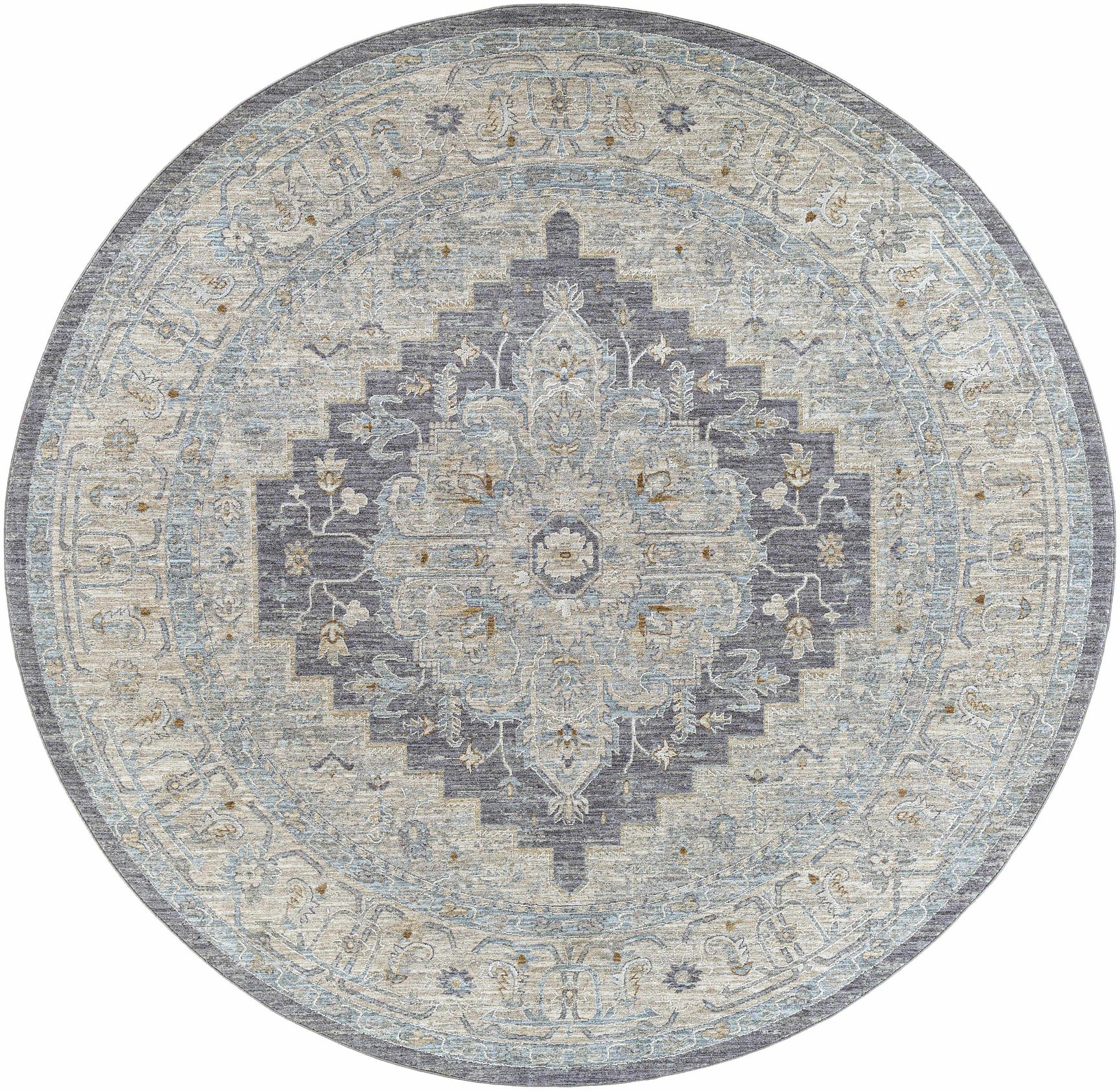 Sema Blue Medallion Thick Luxe Area Rug - Ornate Home