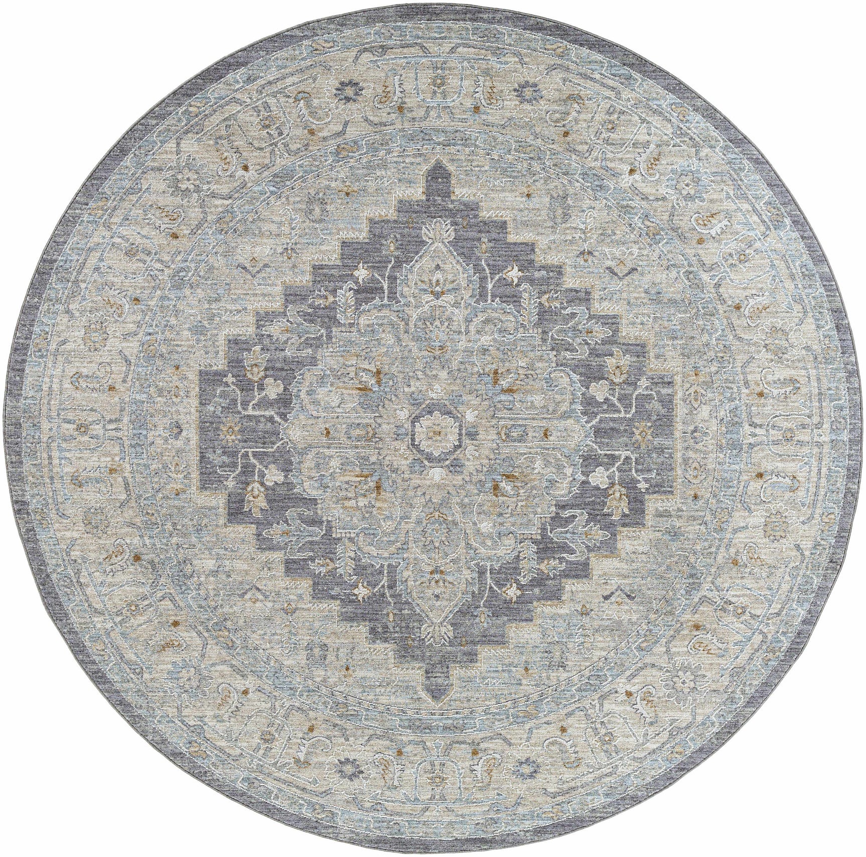 Sema Blue Medallion Thick Luxe Area Rug - Ornate Home