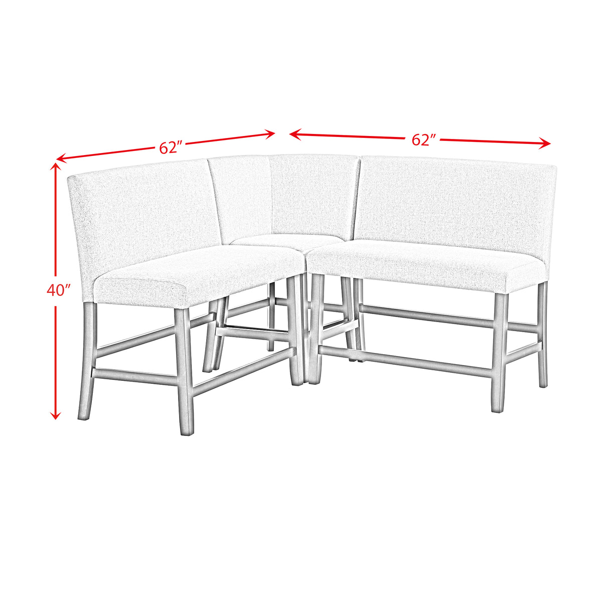 Seneca Brown/Grey 3-Piece Counter Corner Bench - Ornate Home