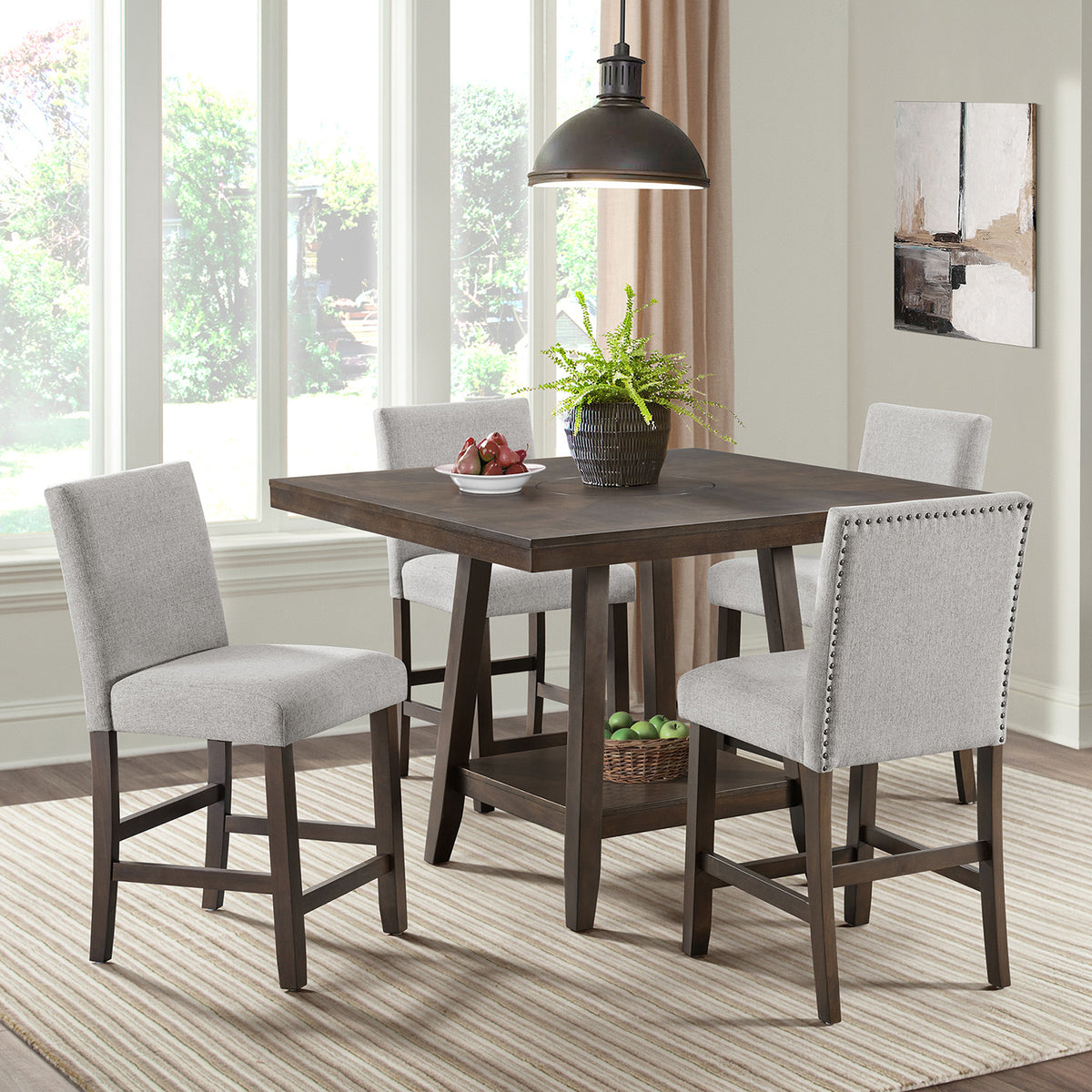 Seneca Brown/Grey Counter Side Chair (Set of 2) - Ornate Home