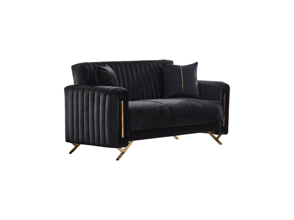 Senfoni Black 3-pieces (Sofa & Loveseat & Chair) Living Room Set - Ornate Home