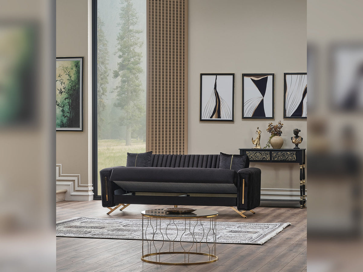 Senfoni Black 3-pieces (Sofa & Loveseat & Chair) Living Room Set - Ornate Home