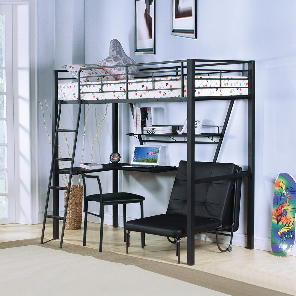 Senon Silver & Black Loft Bed & Desk - Ornate Home