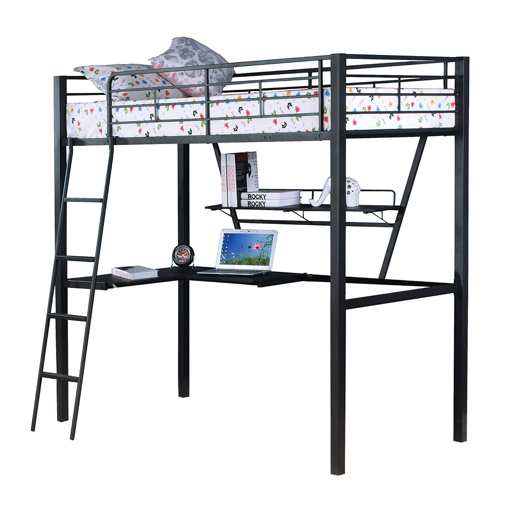 Senon Silver & Black Loft Bed & Desk - Ornate Home