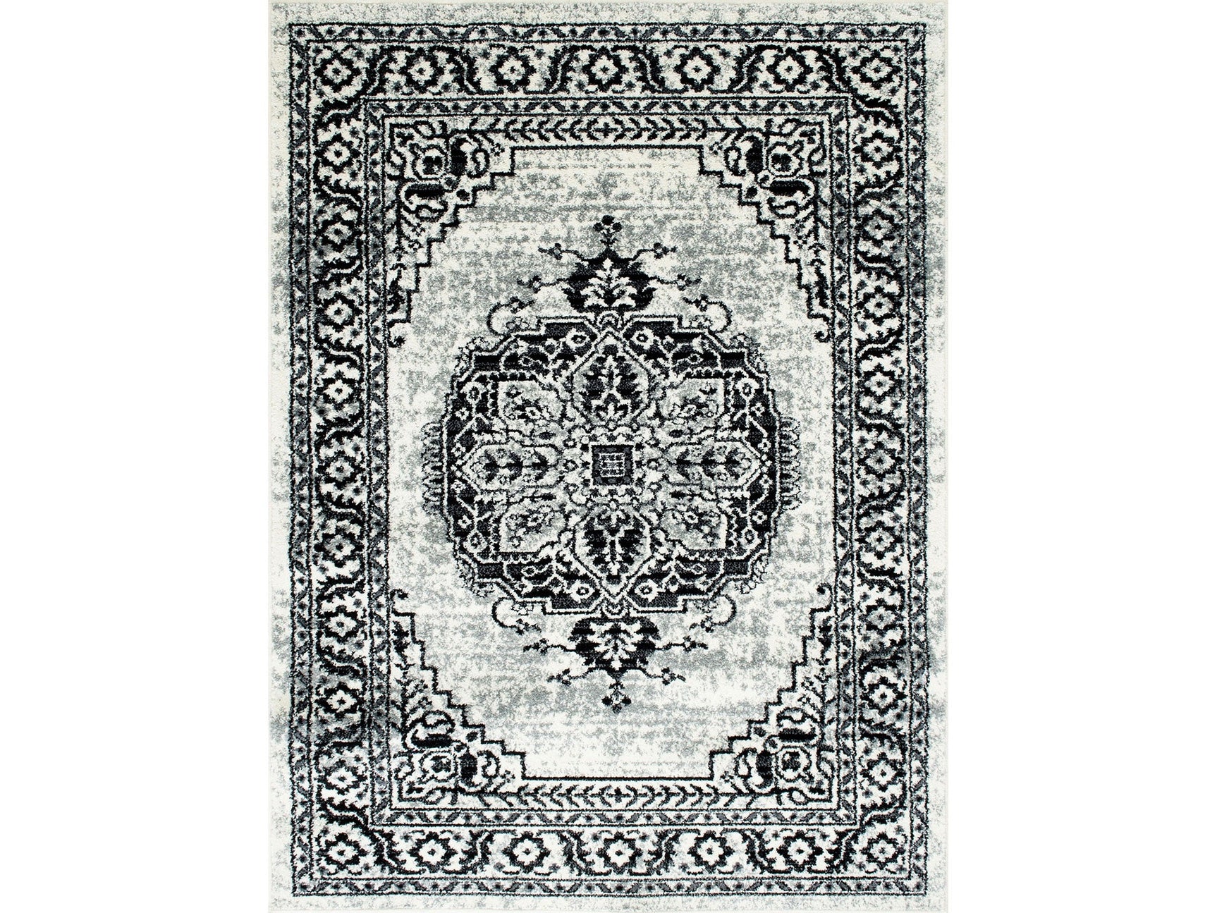 Serang Gray/Black 5' X 7' Area Rug - Ornate Home