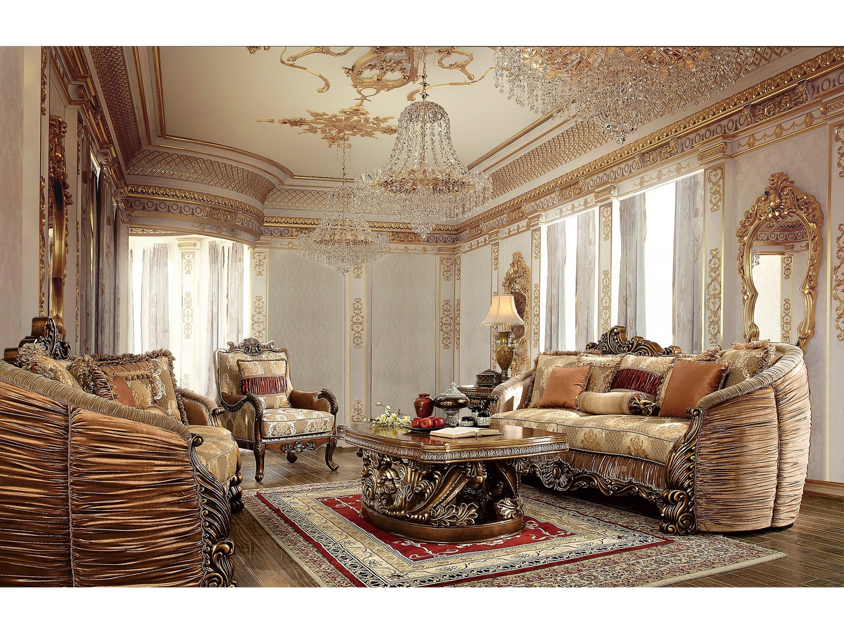 Seraphina Antique Brown 3pc Living Room Set / HD-1601 - Ornate Home