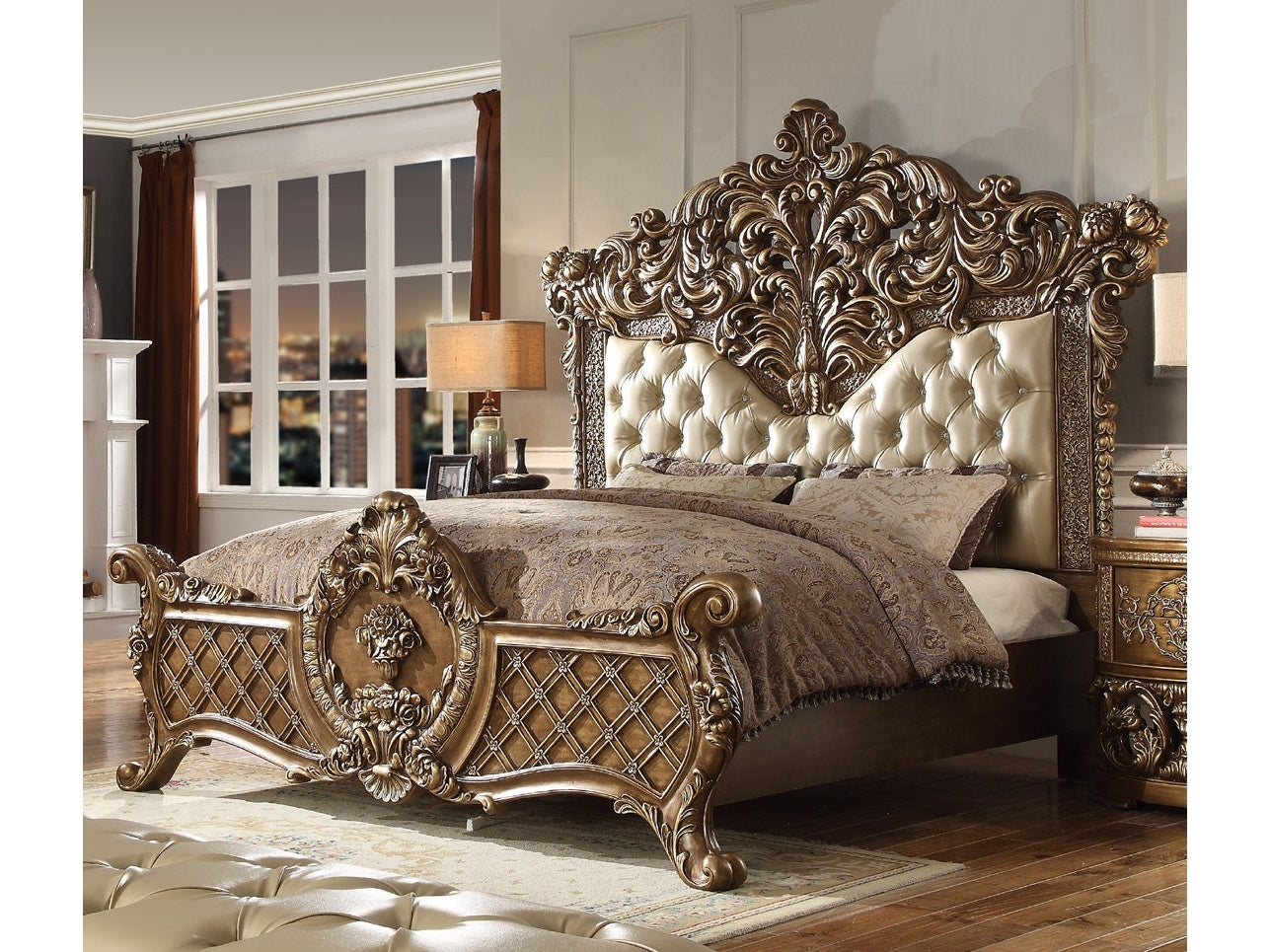 Seraphine Antique Gold & Perfect Brown California King Bed / HD-8018 - Ornate Home