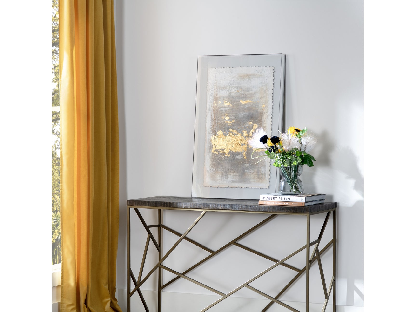 Serena 1 Gold/White Wall Art