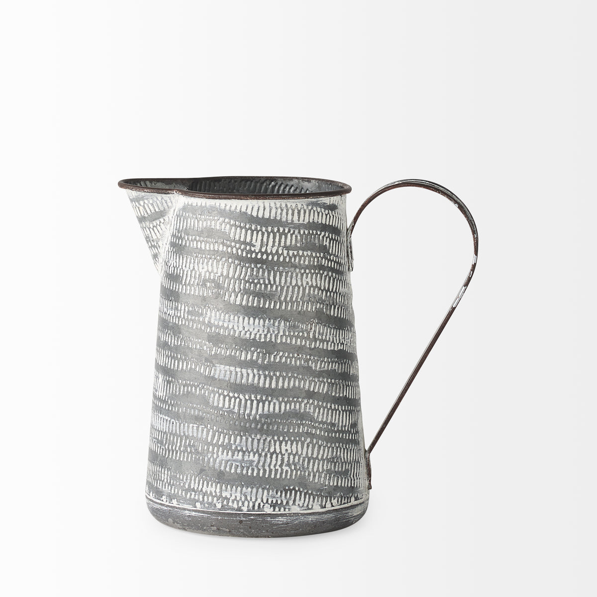 Serena Gray/White Small Textured Metal Jug - Ornate Home