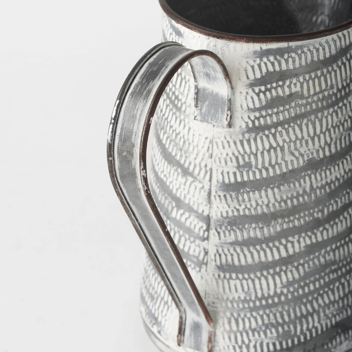 Serena Gray/White Small Textured Metal Jug - Ornate Home