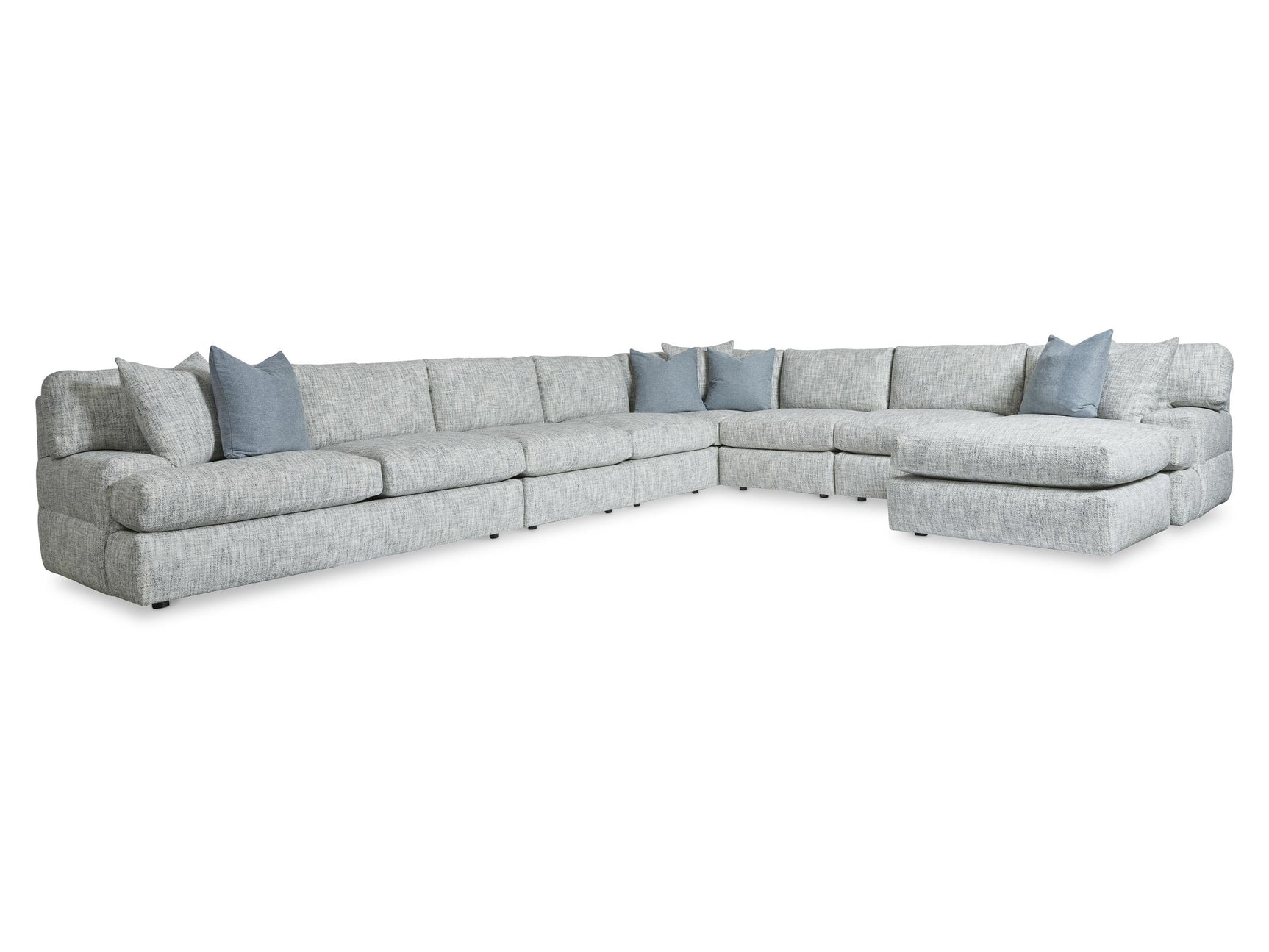 Serena Grey 7-Piece Fabric Sectional with Right Chaise - Ornate Home