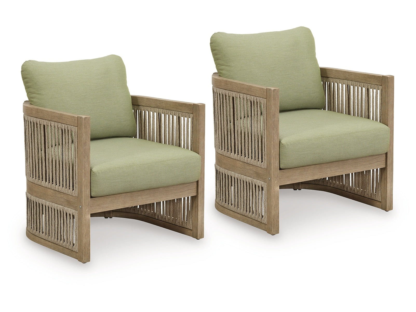 Serena Shores Beige/Green Lounge Chair w/Cushion (Set of 2) - Ornate Home