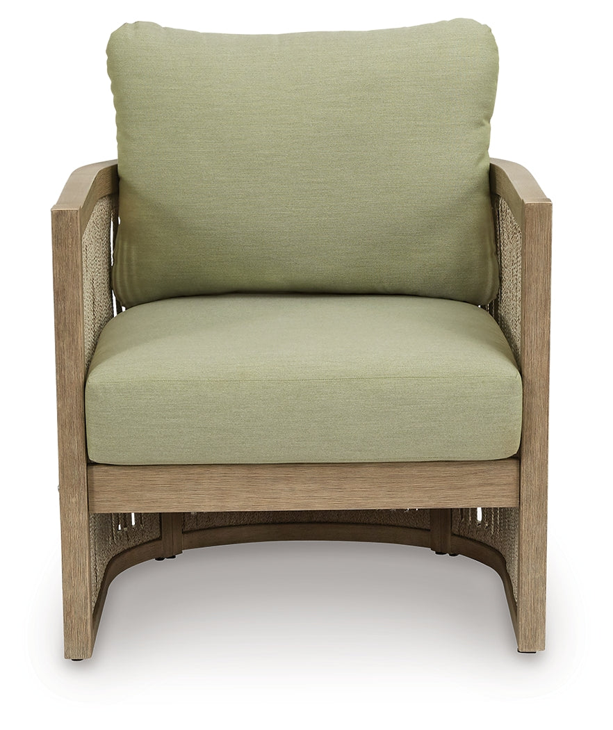 Serena Shores Beige/Green Lounge Chair w/Cushion (Set of 2) - Ornate Home