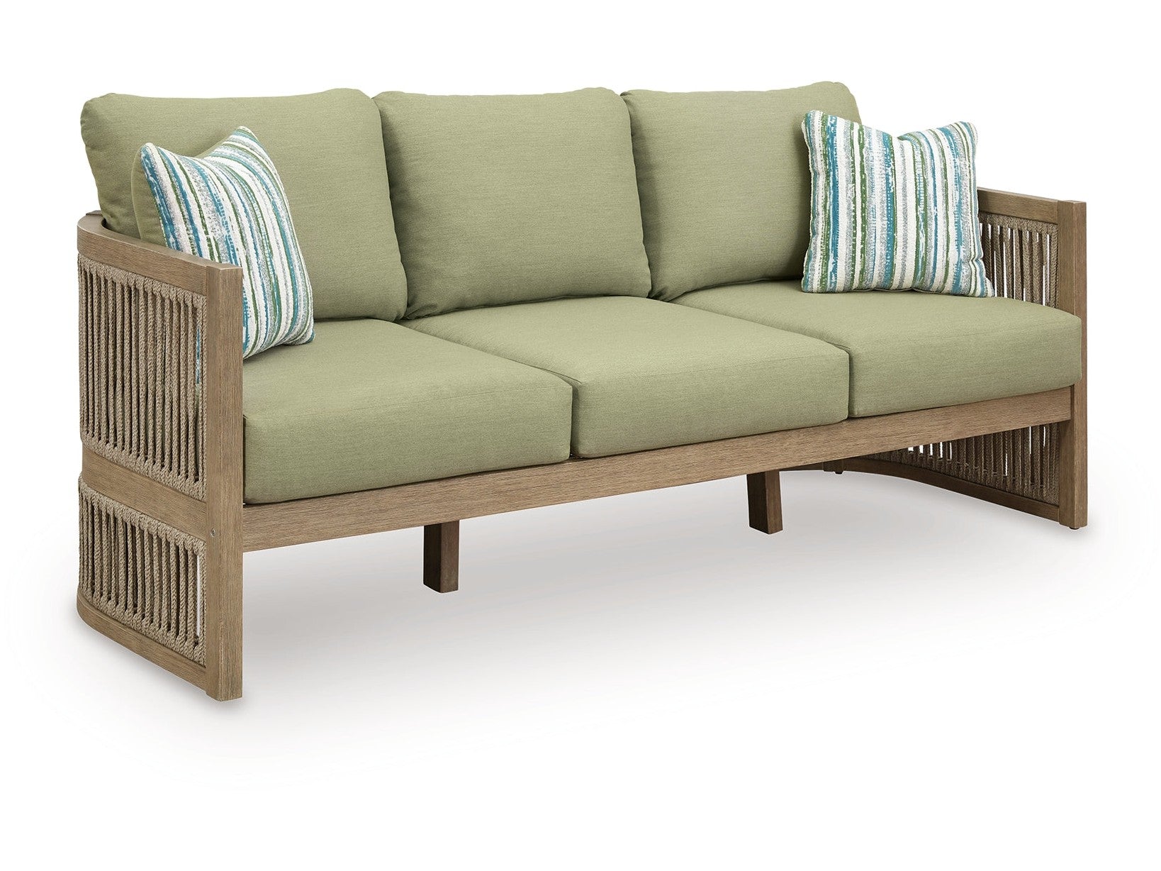 Serena Shores Beige/Green Sofa with Cushion - Ornate Home
