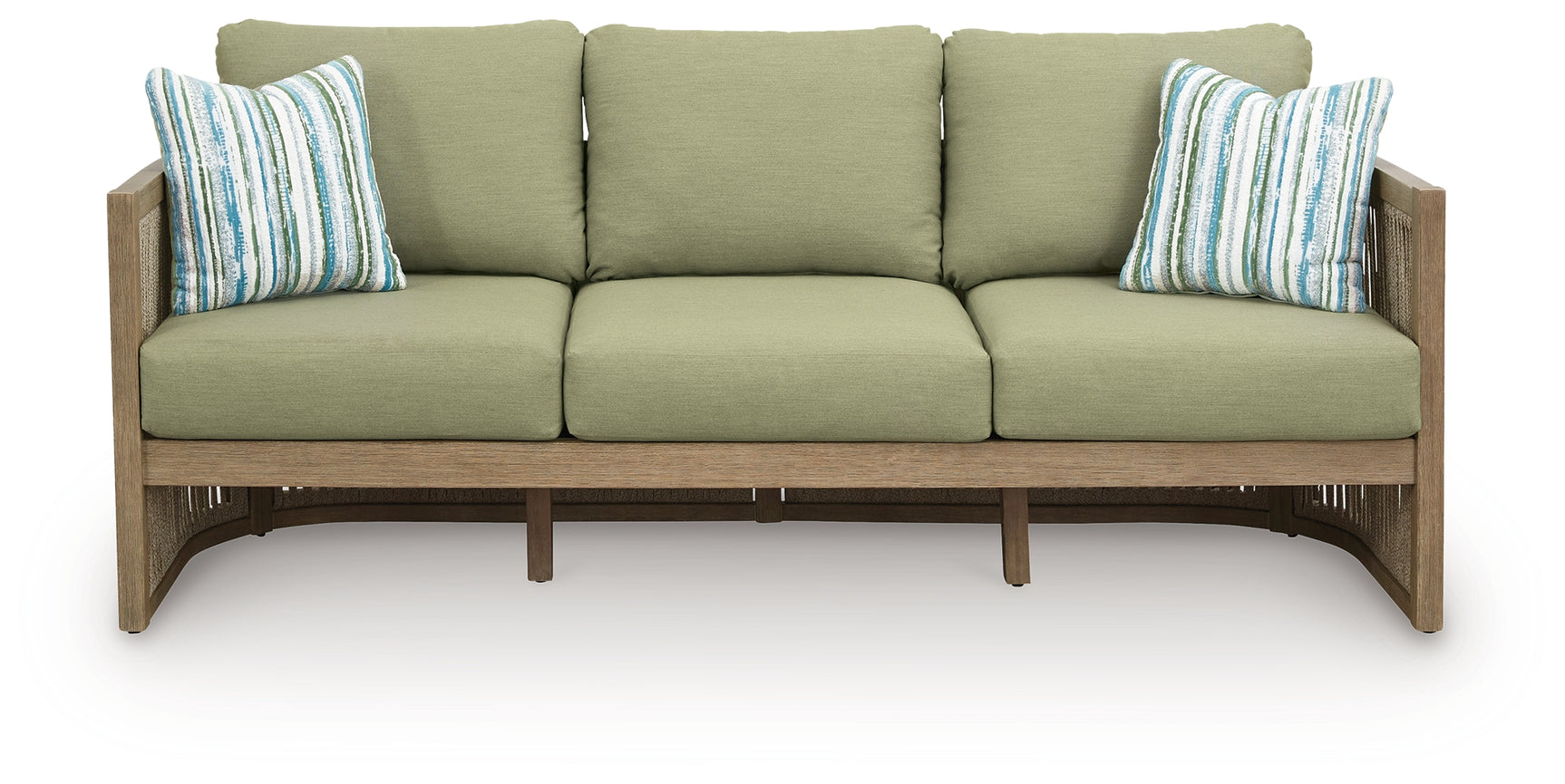 Serena Shores Beige/Green Sofa with Cushion - Ornate Home