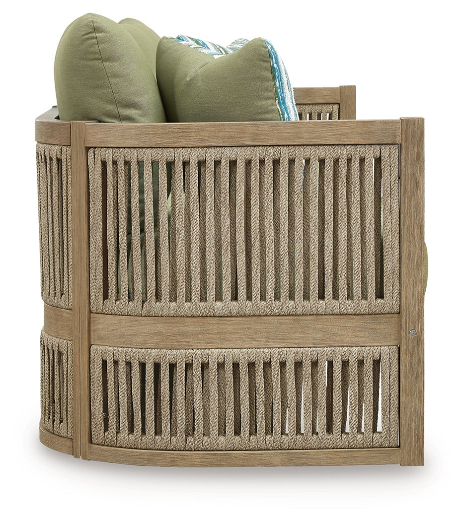 Serena Shores Beige/Green Sofa with Cushion - Ornate Home