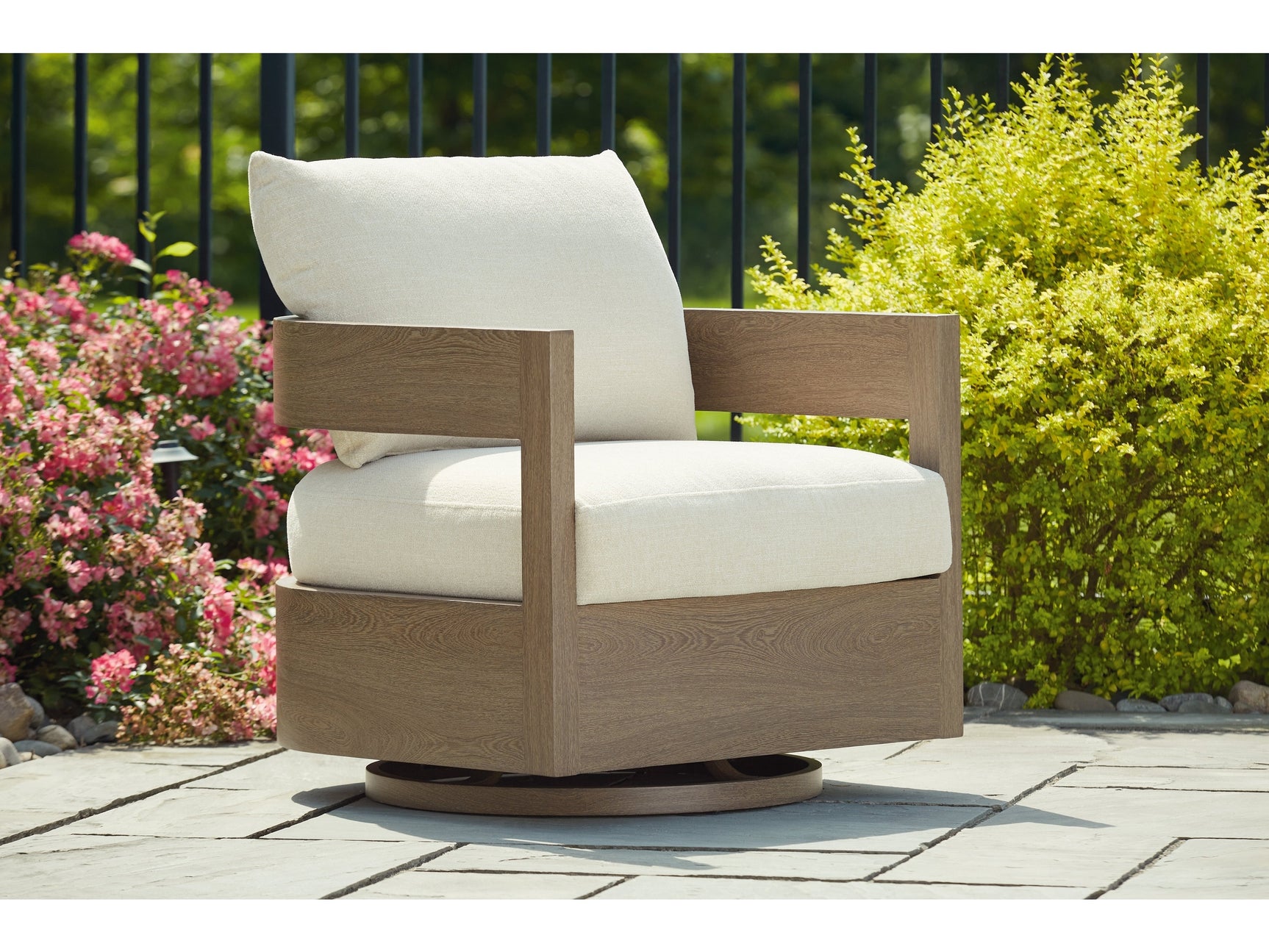 Serene Bay Dark Brown/White Swivel Glider Chair w/Cushion - Ornate Home