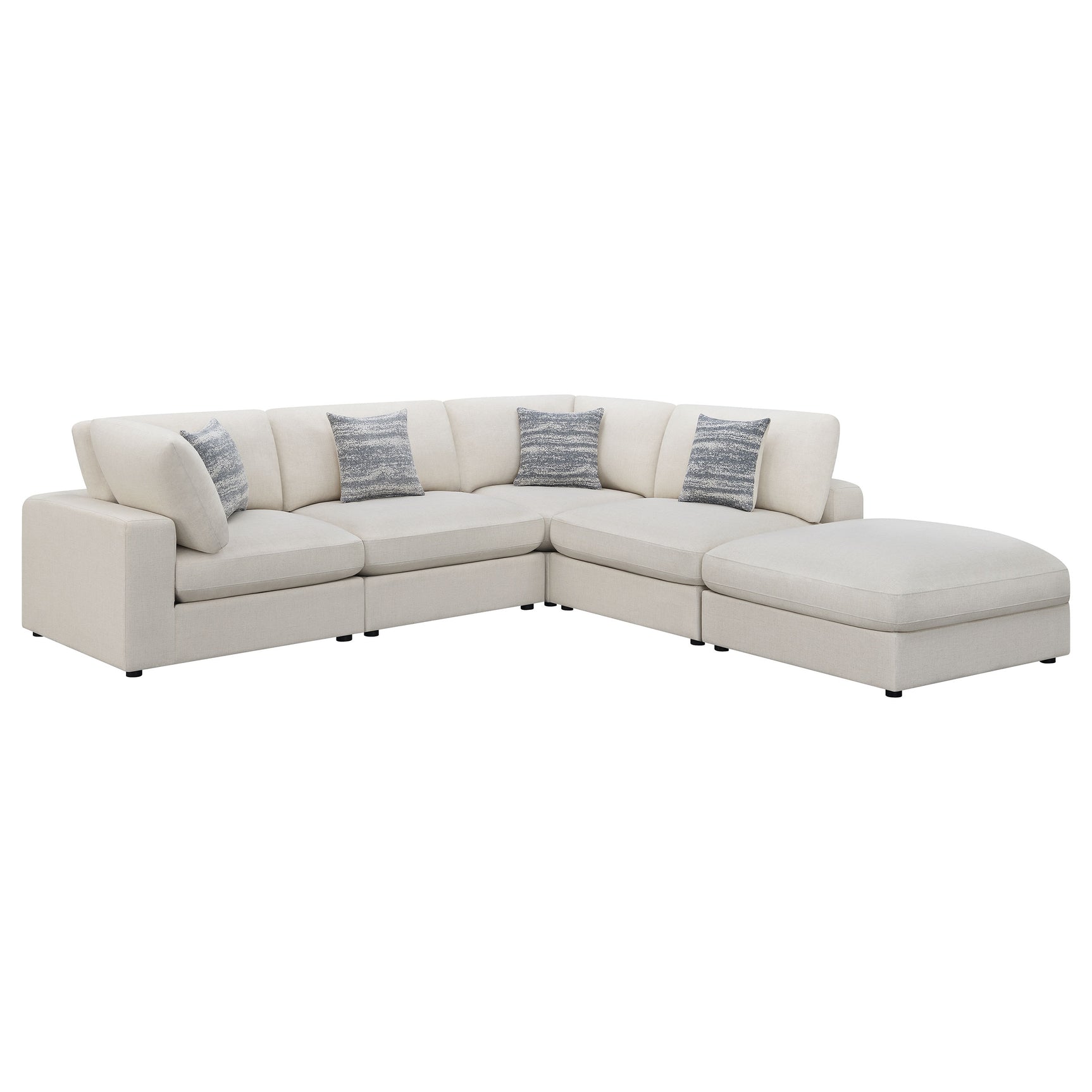 Serene Beige 5-piece Modular Sectional Sofa - Ornate Home
