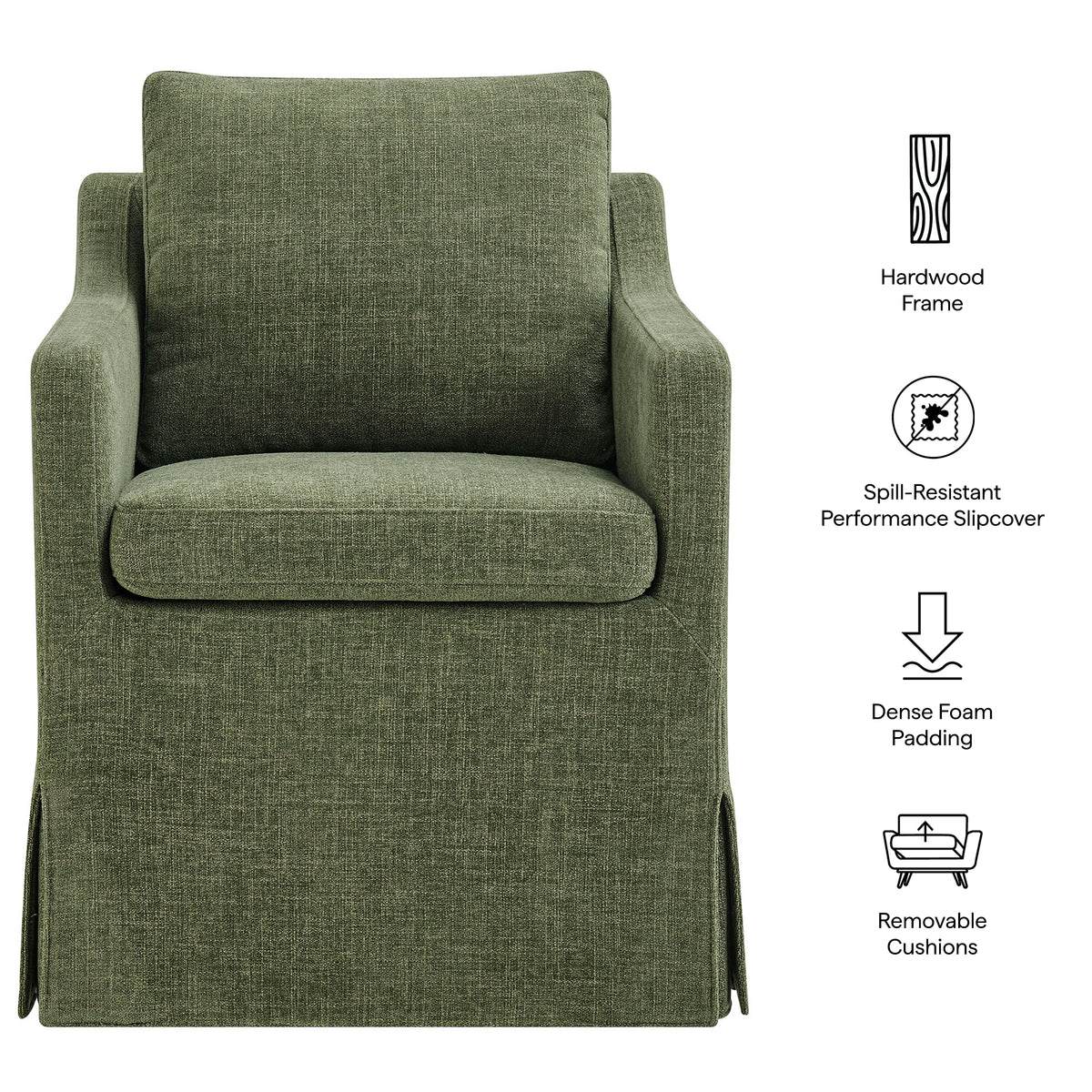 Serene Foliage Slipcovered Performance Fabric Dining Armchair - Ornate Home