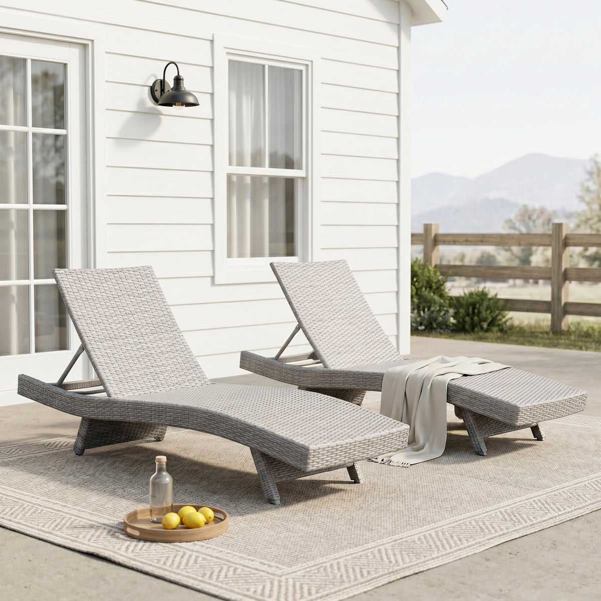 Serene Gray Outdoor Chaise Lounger (Set of 2) - Ornate Home