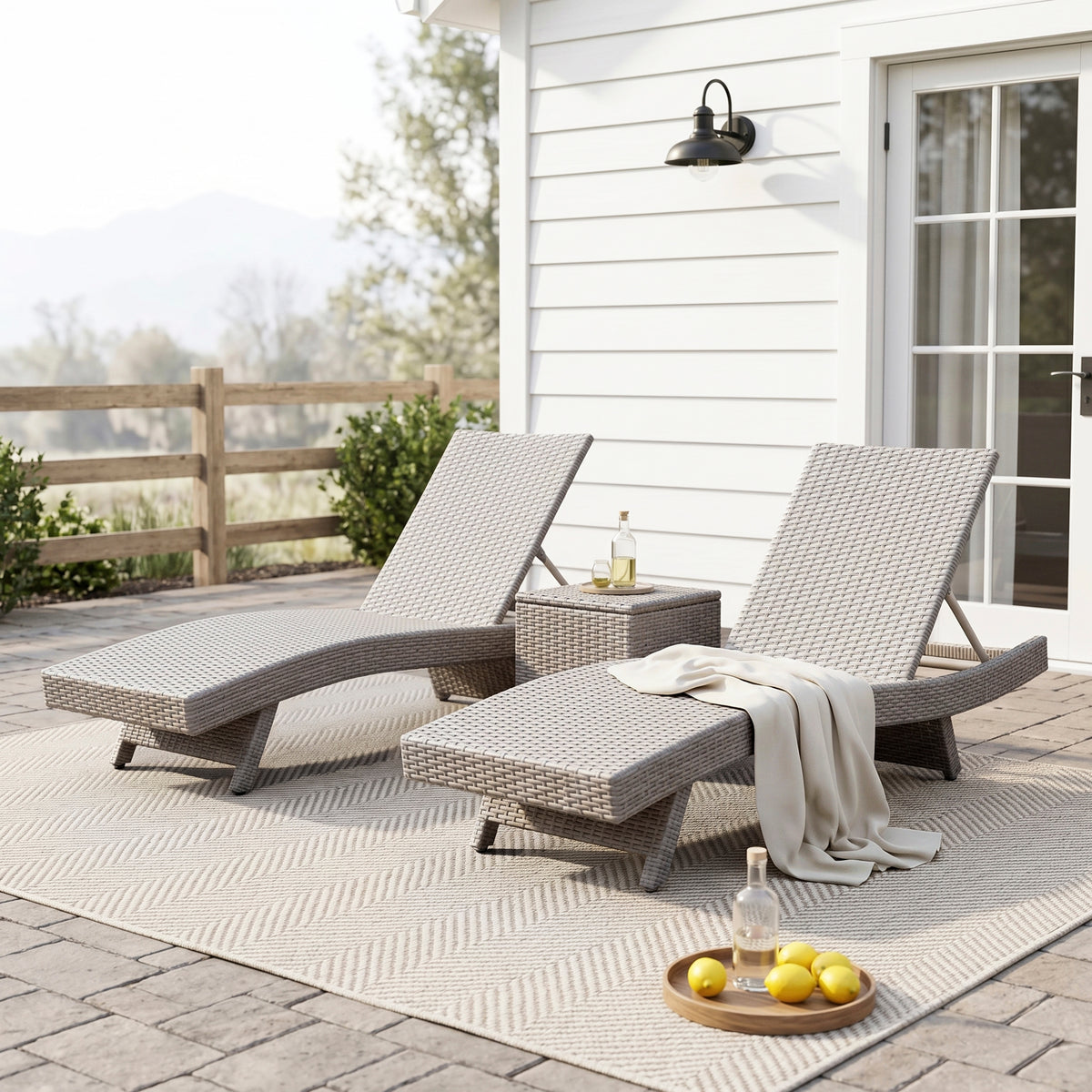 Serene Gray Outdoor Chaise Lounger (Set of 2) - Ornate Home