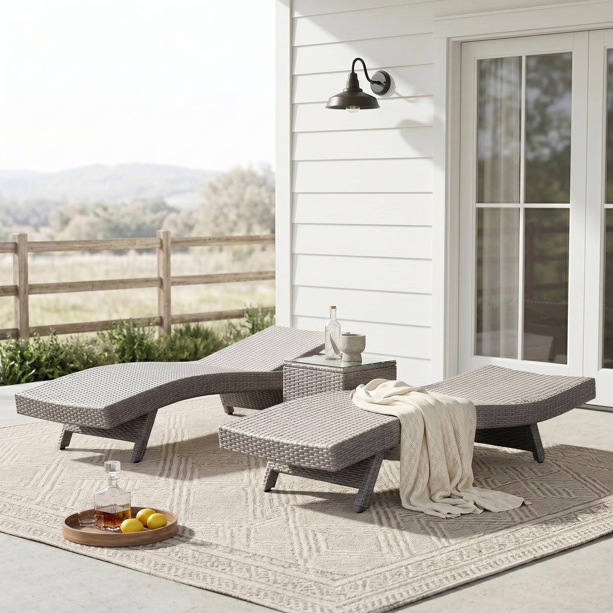 Serene Gray Outdoor Chaise Lounger (Set of 2) - Ornate Home