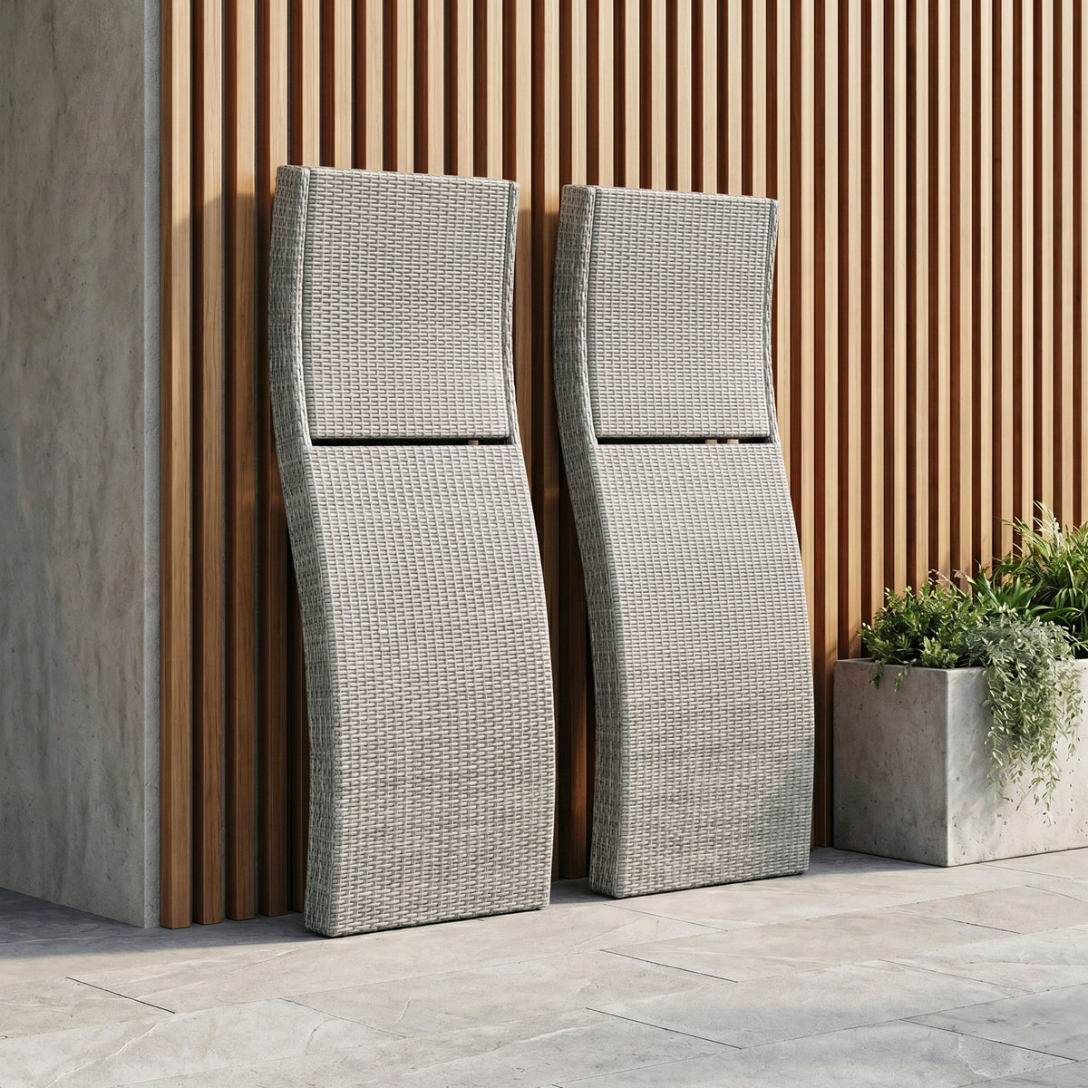 Serene Gray Outdoor Chaise Lounger (Set of 2) - Ornate Home