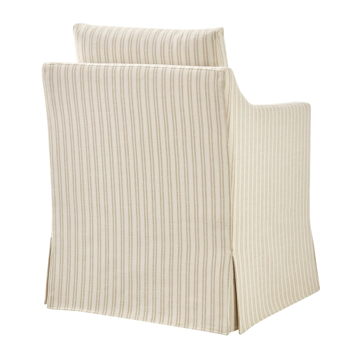 Serene Oatmeal Stripe Slipcovered Striped Fabric Dining Armchair - Ornate Home