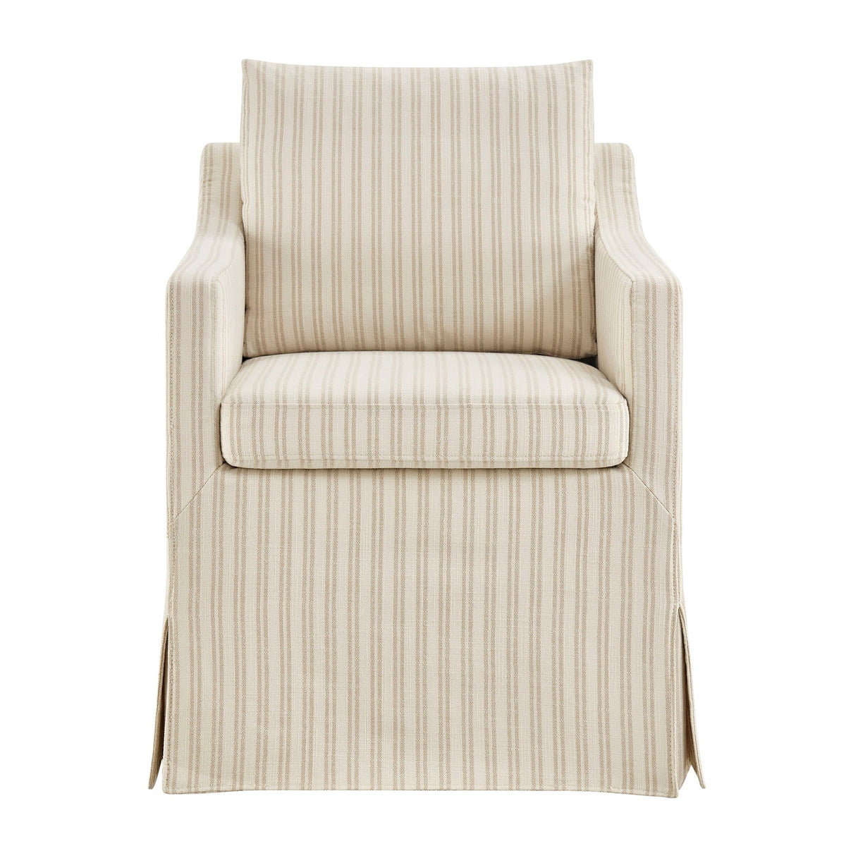 Serene Oatmeal Stripe Slipcovered Striped Fabric Dining Armchair - Ornate Home