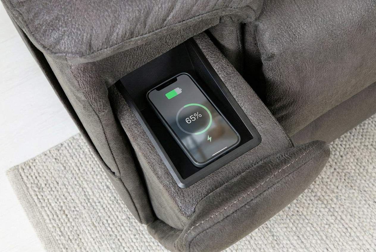 Serenity Slate Grey Ultra Infinite Position Lift Chair with Power Headrest, Heat, Massage & Wireless Charging - Ornate Home