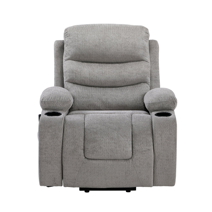 Sereno Black Power Lift Chair With Massage Heat Charging Ports And Cup-holders - Ornate Home