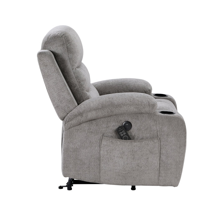 Sereno Black Power Lift Chair With Massage Heat Charging Ports And Cup-holders - Ornate Home