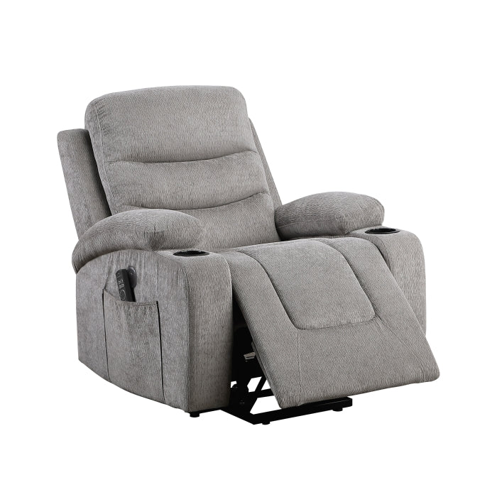 Sereno Black Power Lift Chair With Massage Heat Charging Ports And Cup-holders - Ornate Home