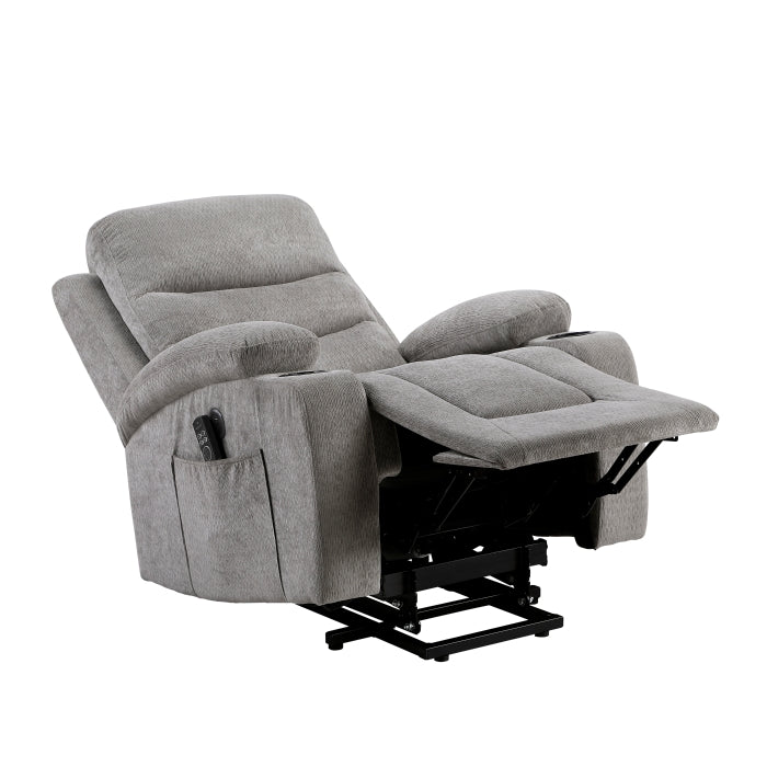 Sereno Black Power Lift Chair With Massage Heat Charging Ports And Cup-holders - Ornate Home