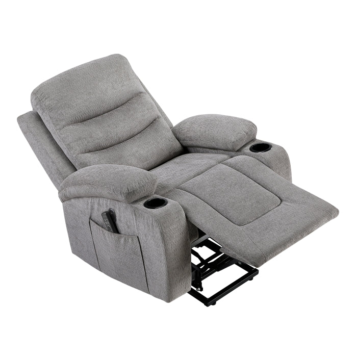 Sereno Black Power Lift Chair With Massage Heat Charging Ports And Cup-holders - Ornate Home