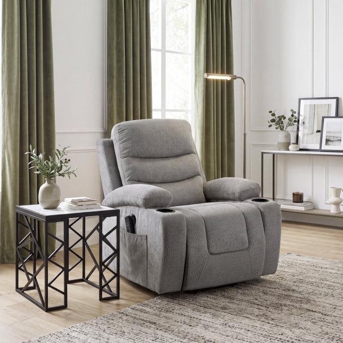Sereno Black Power Lift Chair With Massage Heat Charging Ports And Cup-holders - Ornate Home