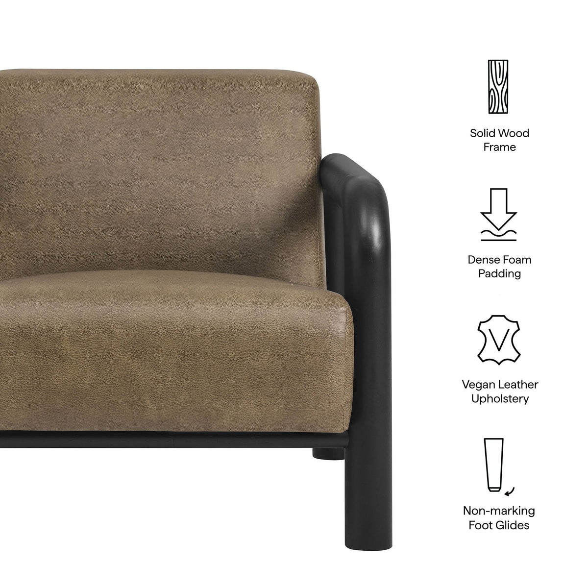 Sereno Mushroom/Black Vegan Leather Accent Chair - Ornate Home