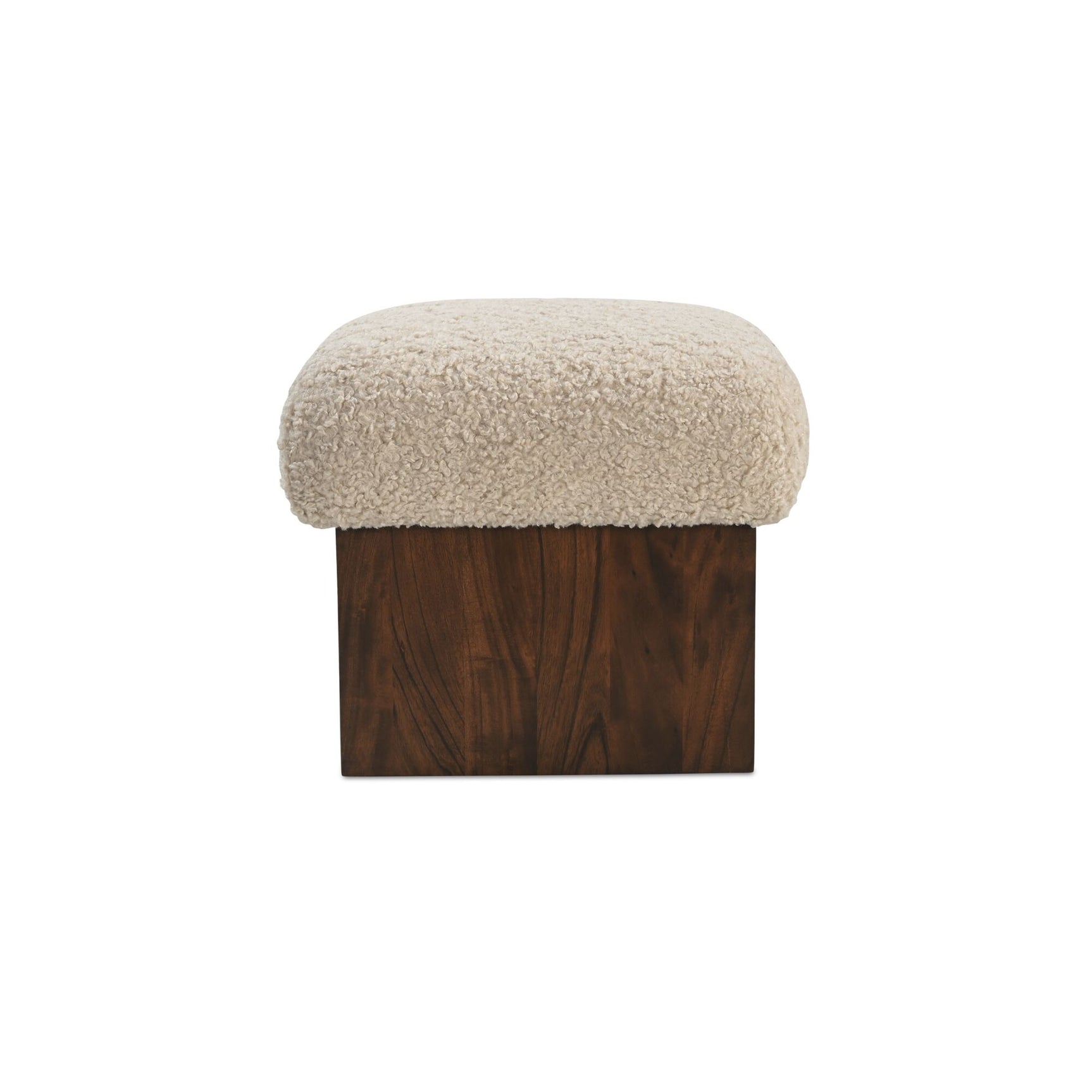 Serge Cream Faux Shearling Ottoman - Ornate Home