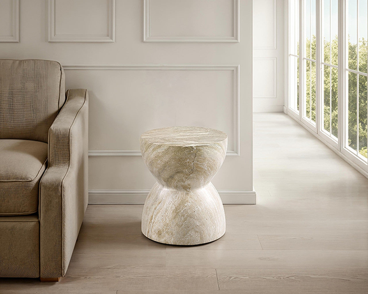 Serpe Light Beige Side Table - Ornate Home
