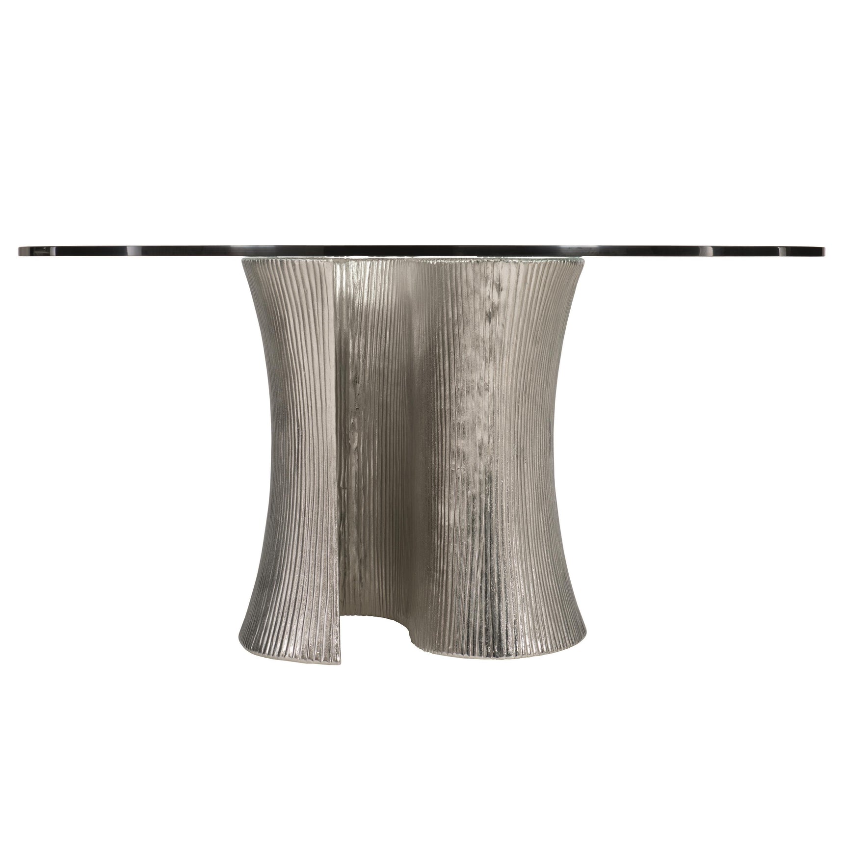 Serpentine Clear/Bright Nickel Round 54" Dining Table - Ornate Home